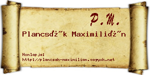Plancsák Maximilián névjegykártya